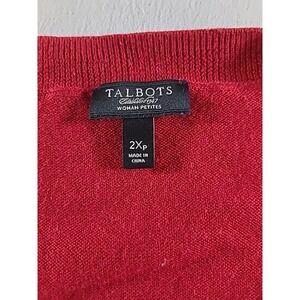 Talbots Womens Size 2XP Red Crewneck Long Sleeve Pull Over Cable Knit Sweater‎